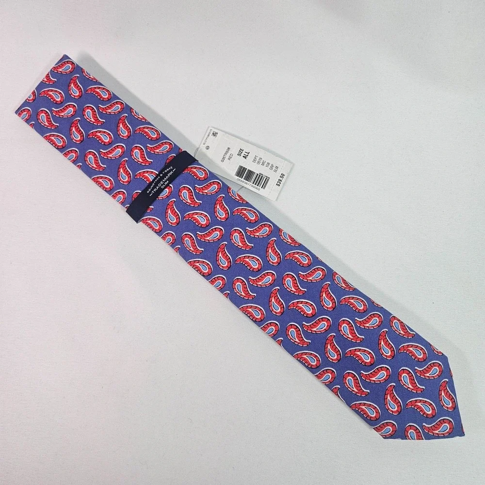 New‎ Roundtree & Yorke Slim Tie Men Paisley Purple 2.75